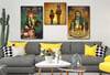Tempered Glasss Wall Arts Religious-Themed Set with Clock