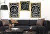FELAK NAS VE İHLAS SURELERİ YAZILI CAM TABLO Tempered Glass Wall Clock SETİ