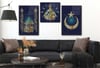 KELİME-İ TEVHİT YAZILI AY YILDIZ BESMELİYİ ŞERİF YAZILI CAMİİ GÖRSELLİ CAM TABLO SAAT SETİ 