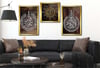 FELAK VE AYETEL KÜRSİ YAZILI CAM TABLO VE Tempered Glass Wall Clock SETİ 