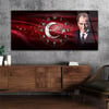 Yatay Saatli Ortadan Vatan Temalı Cam Tablo 141