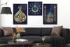 KELİME-İ TEVHİT YAZILI AY YILDIZ BESMELİYİ ŞERİF YAZILI CAMİİ GÖRSELLİ CAM TABLO SAAT SETİ 
