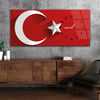 Türk Bayrağı Saatli Cam Tablo Yatay Saatli Yandan Vatan Temalı Cam Tablo 006