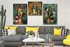 Tempered Glasss Wall Arts Religious-Themed Set with Clock