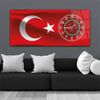 Yatay Saatli Yandan Vatan Temalı Cam Tablo 012