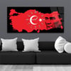 Türkiye Haritası Üzerinde Türk Bayrağı ve Atatürk Saatli Cam Tablo 060