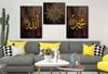 ALLAH C.C VE PEYGAMBER EFENDİMİZİN İSMİ VE AYETL KÜRS-İ YAZILI  CAM TABLO SAAT SETİ 