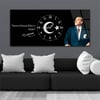 Yatay Ortadan Saatli  Vatan Temalı Cam Tablo 020