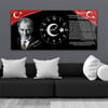 Yatay Ortadan Saatli  Vatan Temalı Cam Tablo 009