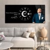 Yatay Ortadan Saatli  Vatan Temalı Cam Tablo 020