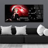 Yatay Saatli Yandan Vatan Temalı Cam Tablo 036