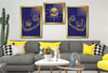 Allah (C.C) , Prophet Muhammad (PBUH) Inscription and Ottoman Tughra Inside the Arabic Letter 'VAV' Glass Wall Clock Set