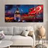 Yatay Saatli Yandan Vatan Temalı Cam Tablo 015