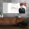 Yatay Ortadan Saatli  Vatan Temalı Cam Tablo 026