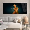 Yatay Ortadan Saatli  Sanat ve Doğa Temalı Cam Tablo 023