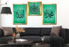 Allah (C.C) , Prophet Muhammad (PBUH) Inscription and Ayat al-Kursi Glass Wall Clock Set