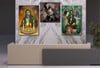 Tempered Glasss Wall Arts Religious-Themed Set with Clock