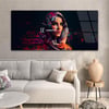 Yatay Ortadan Saatli  Sanat ve Doğa Temalı Cam Tablo 067