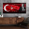 Yatay Saatli Ortadan Vatan Temalı Cam Tablo 145