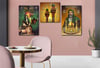 Tempered Glasss Wall Arts Religious-Themed Set with Clock