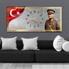 Yatay Saatli Ortadan Vatan Temalı Cam Tablo 143