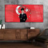 Yatay Saatli Ortadan Vatan Temalı Cam Tablo 096
