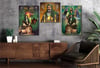 Tempered Glasss Wall Arts Religious-Themed Set with Clock