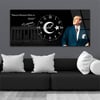 Yatay Ortadan Saatli  Vatan Temalı Cam Tablo 021