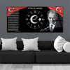Yatay Ortadan Saatli  Vatan Temalı Cam Tablo 013