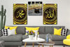 ALLAH C.C PEYGAMBER EFENDİMİZİN İSMİ YAZILI KABE GÖRSELLİ CAM TABLO CAM SAAT SETİ 