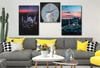 Tempered Glasss Wall Arts Religious-Themed Set with Clock