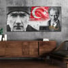 Yatay Saatli Ortadan Vatan Temalı Cam Tablo 155