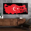 Türkiye Haritası Üzerinde Türk Bayrağı ve Atatürk Saatli Cam Tablo 060
