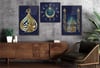 KELİME-İ TEVHİT YAZILI AY YILDIZ BESMELİYİ ŞERİF YAZILI CAMİİ GÖRSELLİ CAM TABLO SAAT SETİ 