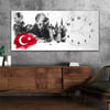 Yatay Saatli Yandan Vatan Temalı Cam Tablo 027