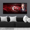 Yatay Saatli Ortadan Vatan Temalı Cam Tablo 141