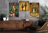 Tempered Glasss Wall Arts Religious-Themed Set with Clock