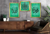 Allah (C.C) , Prophet Muhammad (PBUH) Inscription and Ayat al-Kursi Glass Wall Clock Set