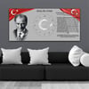 Yatay Ortadan Saatli  Vatan Temalı Cam Tablo 010