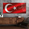 Türk Bayrağı Saatli Cam Tablo Yatay Saatli Vatan Temalı Cam Tablo 003