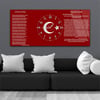 Yatay Ortadan Saatli  Vatan Temalı Cam Tablo 002