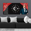 Yatay Ortadan Saatli  Vatan Temalı Cam Tablo 007
