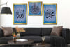 Allah (C.C) , Prophet Muhammad (PBUH) Inscription and Ayat al-Kursi Glass Wall Clock Set