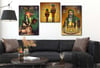 Tempered Glasss Wall Arts Religious-Themed Set with Clock