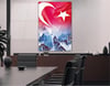 TÜRK BAYRAĞI VE KURT GÖRSELLİ CAM TABLO 