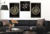Surah Al-Falaq, Surah Al-Nas, and Ottoman Tughra Glass Wall Art Set with Clock