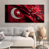 Yatay Saatli Yandan Vatan Temalı Cam Tablo 029