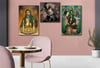 Tempered Glasss Wall Arts Religious-Themed Set with Clock