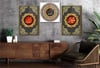 ALLAH C.C PEYGAMBER EFENDİMİZİN İSMİ VE ESMAÜL HÜSNA YAZILI CAM TABLO SAAT SETİ 
