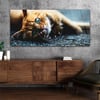 Yatay Ortadan Saatli  Sanat ve Doğa Temalı Cam Tablo 013